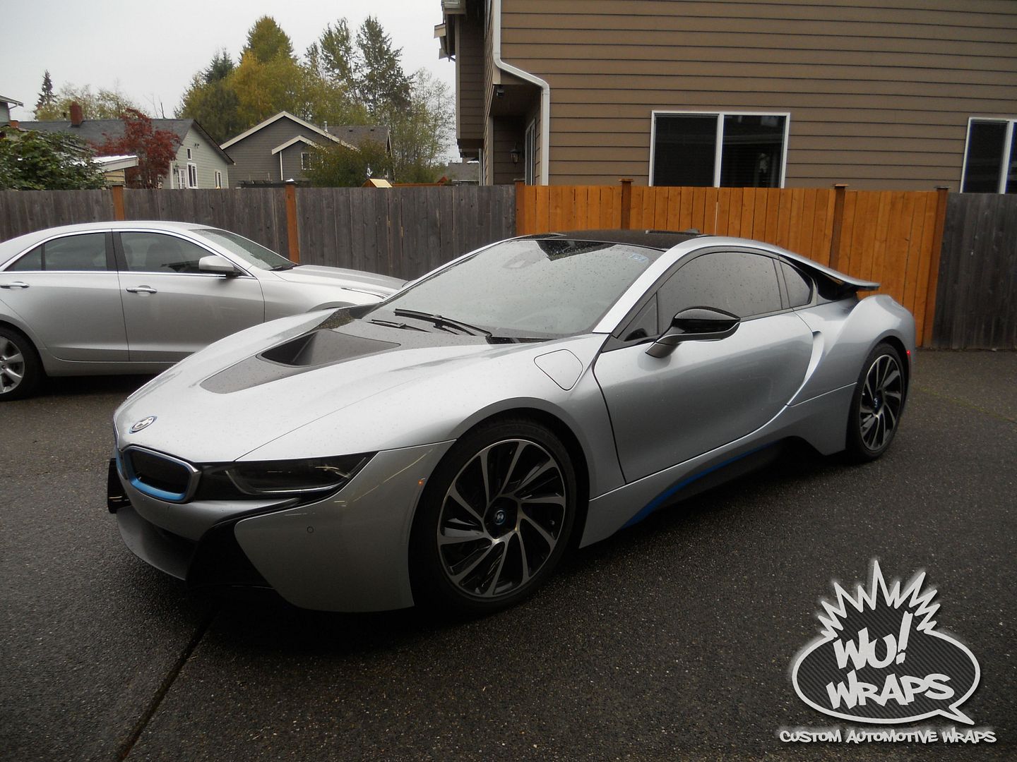 BMW I8 Hood Scoop Front Lip Licnese Plate Trim Vvivid Vinyl 4D CF Vinyl Wrap Wu! Wraps Seattle